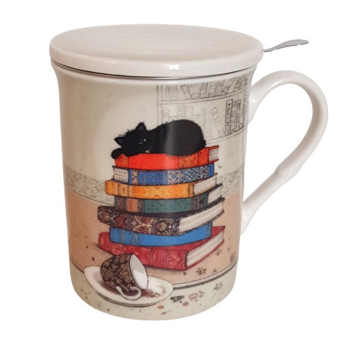 MUG tisanière - Chaton et livres