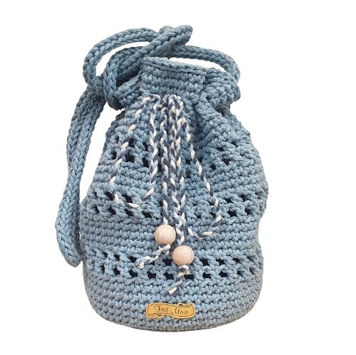 Sac bourse au crochet bleu clair - Fait-main