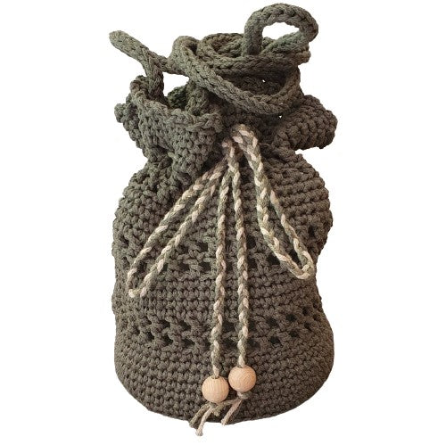 Sac bourse au crochet vert foncé - Fait-main
