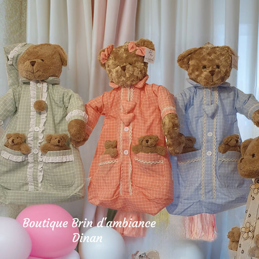 Range pyjama tête d'ours coloris pastels