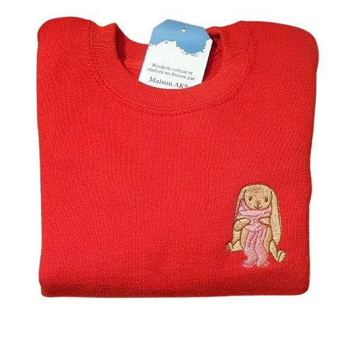 CREWNECK ENFANT ROUGE - LAPIN