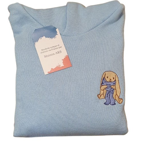 HOODIE ENFANT BLEU CIEL - LAPIN