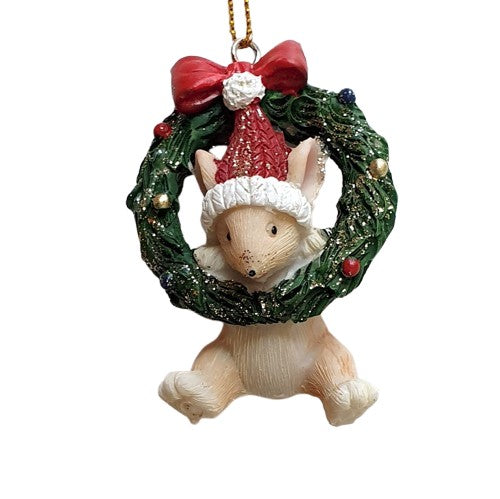 Figurine couronne avec petite souris de Noël