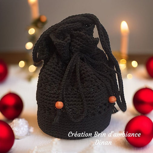 Sac bourse au crochet noir - Fait-main