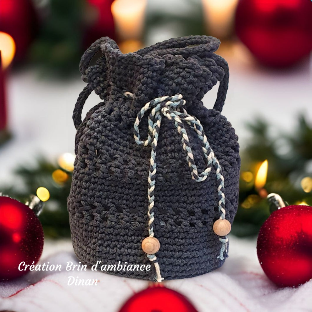 Sac bourse au crochet bleu marine - Fait-main