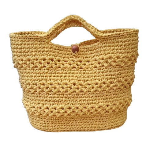 Petit sac au crochet jaune - Fait-main