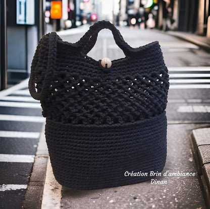 Sac à main noir au crochet - Fait-main