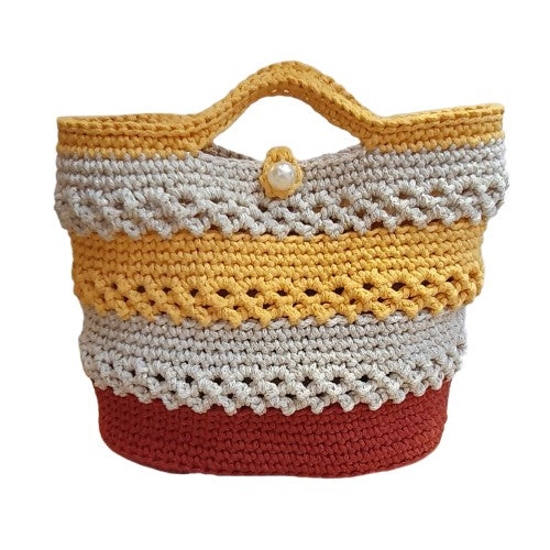 Petit sac au crochet jaune terracotta - Fait-main