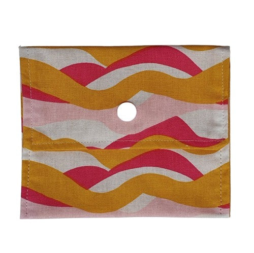 Pochette à savon solide - Design 70s vagues oranges et roses