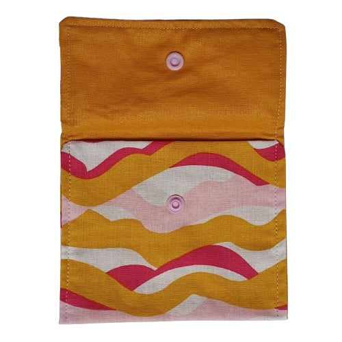 Pochette à savon solide - Design 70s vagues oranges et roses