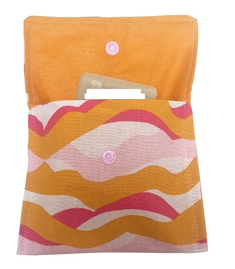 Pochette à savon solide - Design 70s vagues oranges et roses