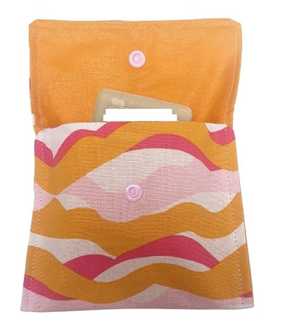 Pochette à savon solide - Design 70s vagues oranges et roses