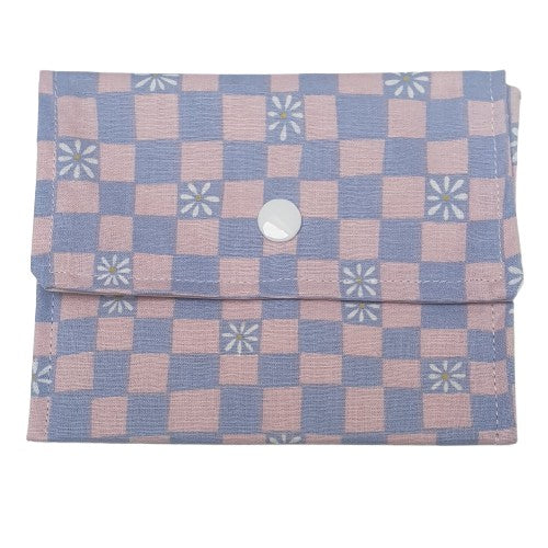 Pochette à savon solide - Damier rose et mauve
