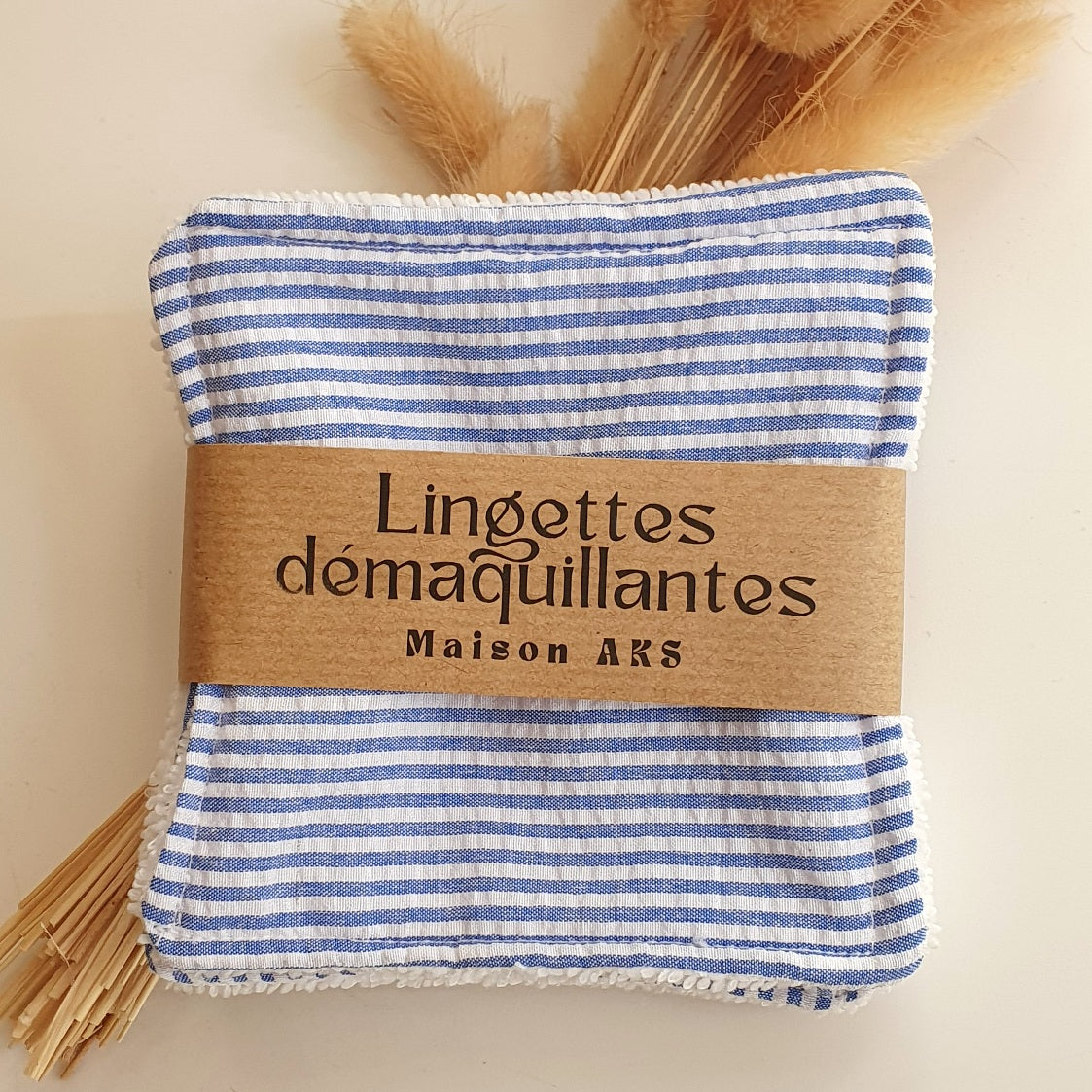 Lot de 4 lingettes - Motifs rayures bleues et blanches