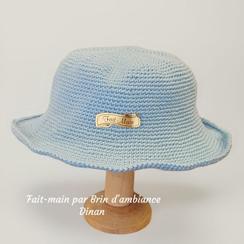 Chapeau au crochet 3 mois - Bleu azur