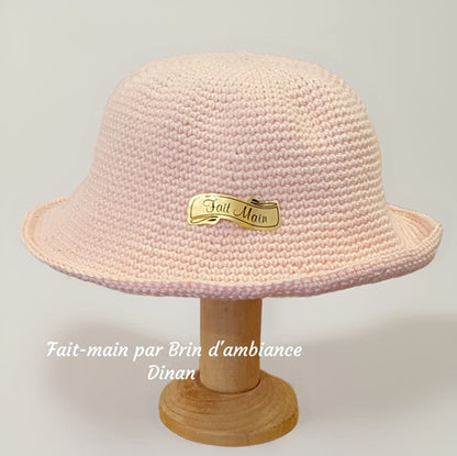 Chapeau au crochet naissance - Rose