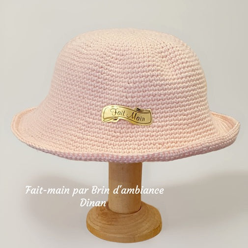 Chapeau au crochet naissance - Rose