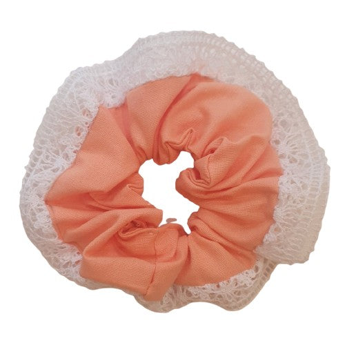 Chouchou orange et dentelle blanche