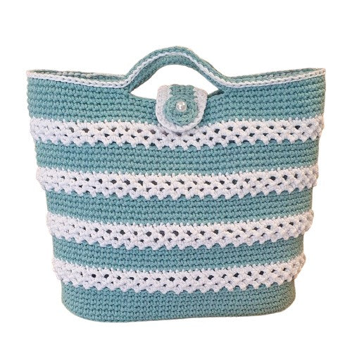 Sac au crochet Blanc et bleu - Fait-main