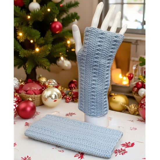 Mitaines bleues "azur" au crochet