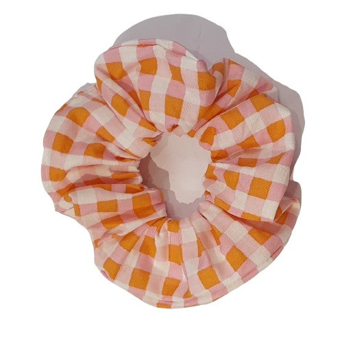 Chouchou - Carreaux orange, rose et blanc