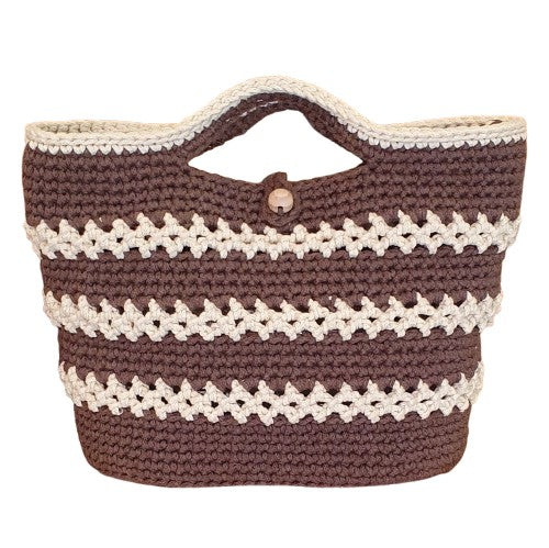 Petit sac au crochet marron et écru