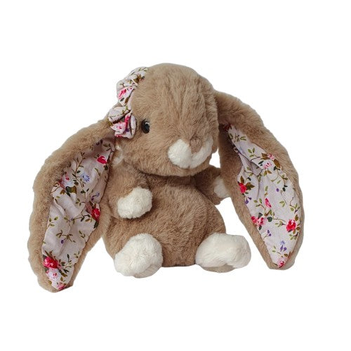 Lapin KANINA FLORAL - Taupe et oreilles tissu fleuri