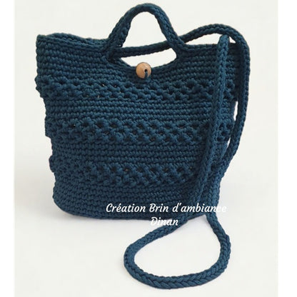 Petit sac au crochet bleu canard