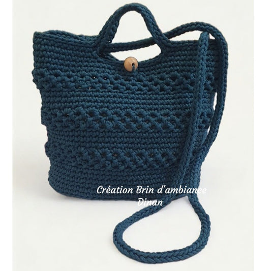 Petit sac au crochet bleu canard