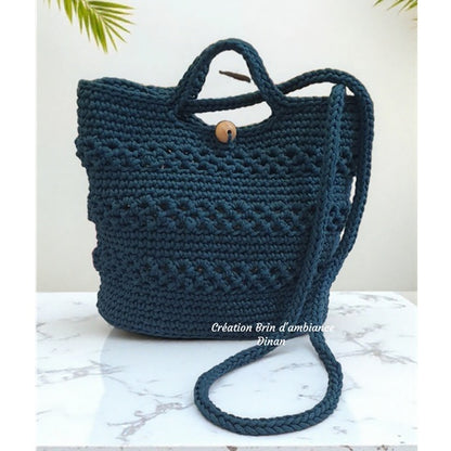 Petit sac au crochet bleu canard