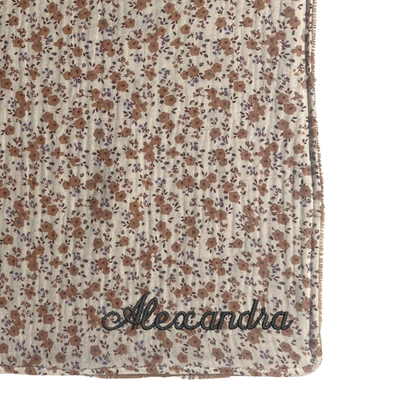 Serviette élastique - petites fleurs marrons