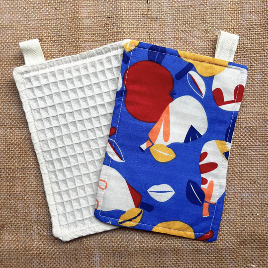 Éponges réutilisables - Lot de 2 - Bleu et fruits