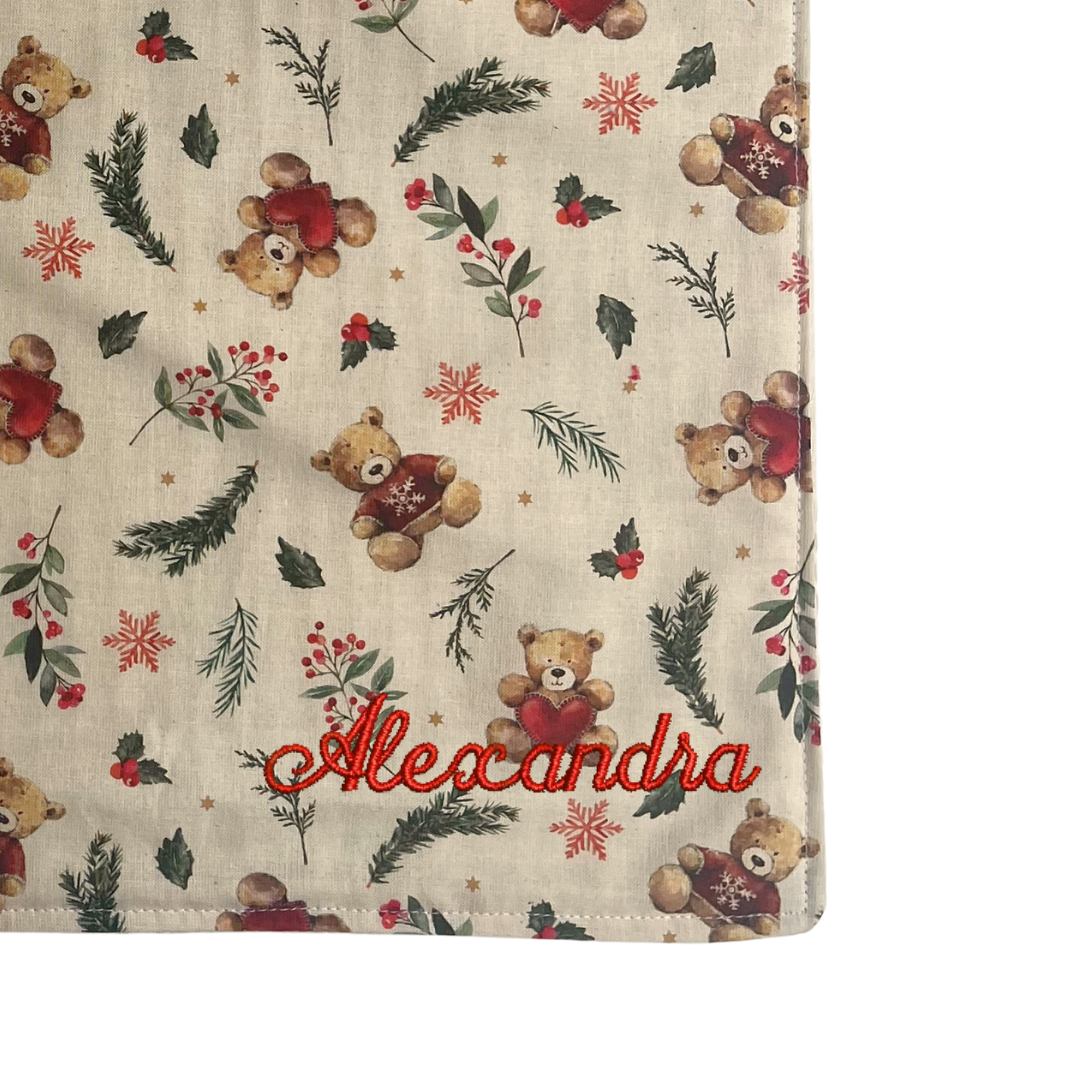 Serviette élastique - Oursons de Noël