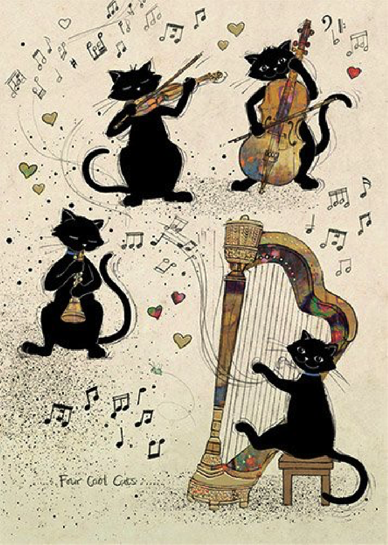 Carte avec CHATS MUSICIENS