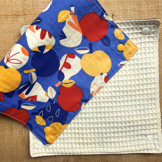 Essuie-tout lavable - 5 feuilles - Bleu et fruits