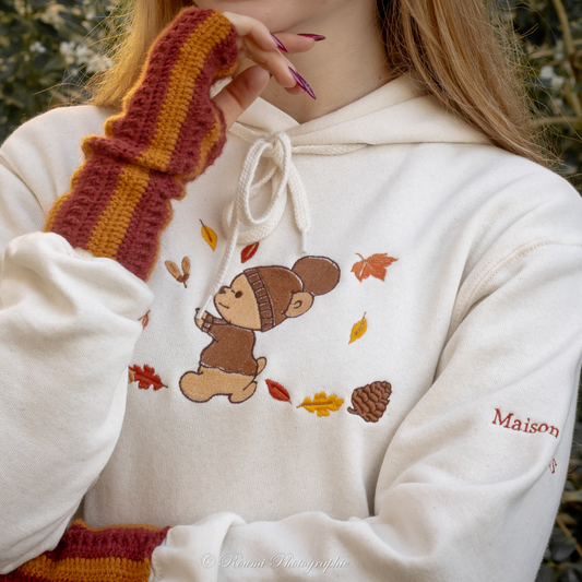 HOODIE ÉCRU - OURSON D'AUTOMNE