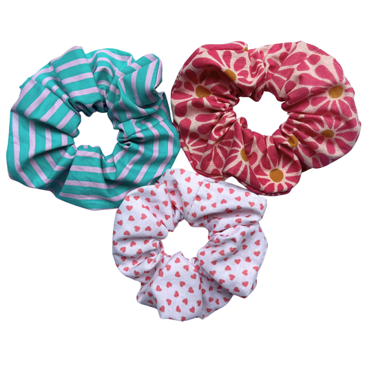 TRIO DE CHOUCHOUS - TURQUOISE ET ROSE