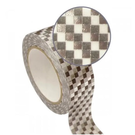 Ruban adhésif métallisé Damier argent métal