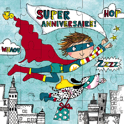 Carte Puzzle Super anniversaire - 25 pièces