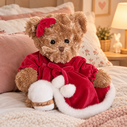 Oursonne en peluche en robe rouge - Amazing Louise