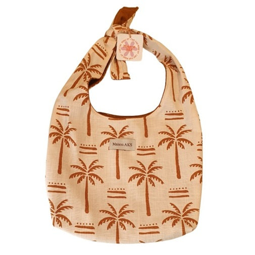 Sac noué - Palmiers ocres fond écru