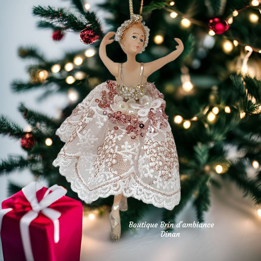 Danseuse à suspendre robe en tulle doré bras dos