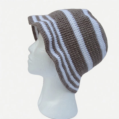 Chapeau au crochet - BOB blanc et naturel chiné