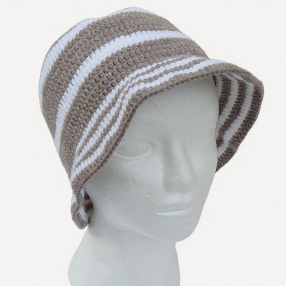 Chapeau au crochet - BOB blanc et naturel chiné
