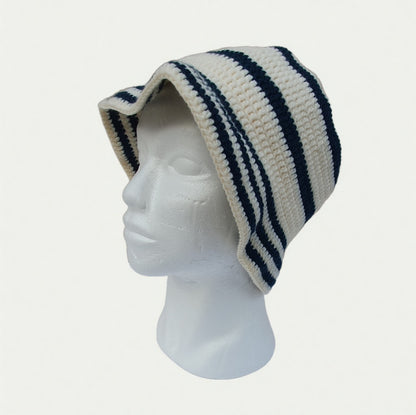 Chapeau au crochet - BOB écru et vert empire