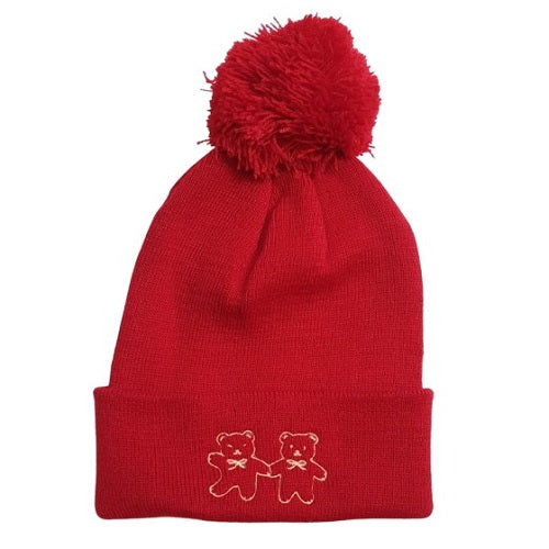 Bonnet enfant rouge - Broderie Oursons