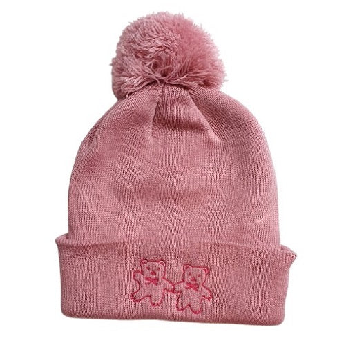 Bonnet enfant rose - Broderie Oursons