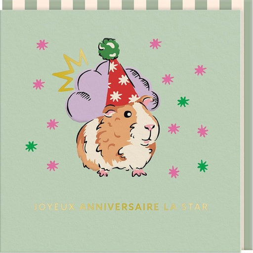 Carte double Hamster "Joyeux anniversaire la star"