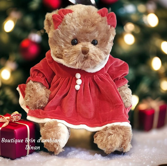 Ours en peluche en robe velours Céline