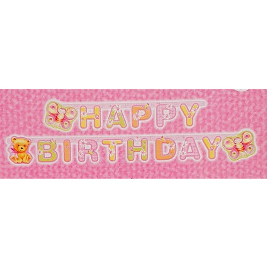 Chainette décorative Happy Birthday OURSON ROSE